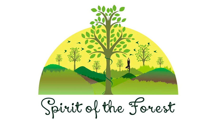 Spirit of the Forest logo — a tree in a sunlit clearing with a seated figure beneath it